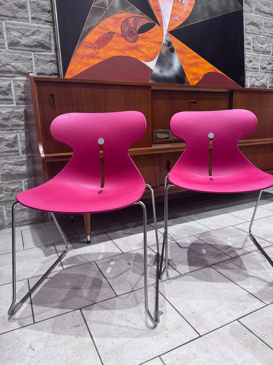 Pair of “Mariquita” designer chairs – sled base