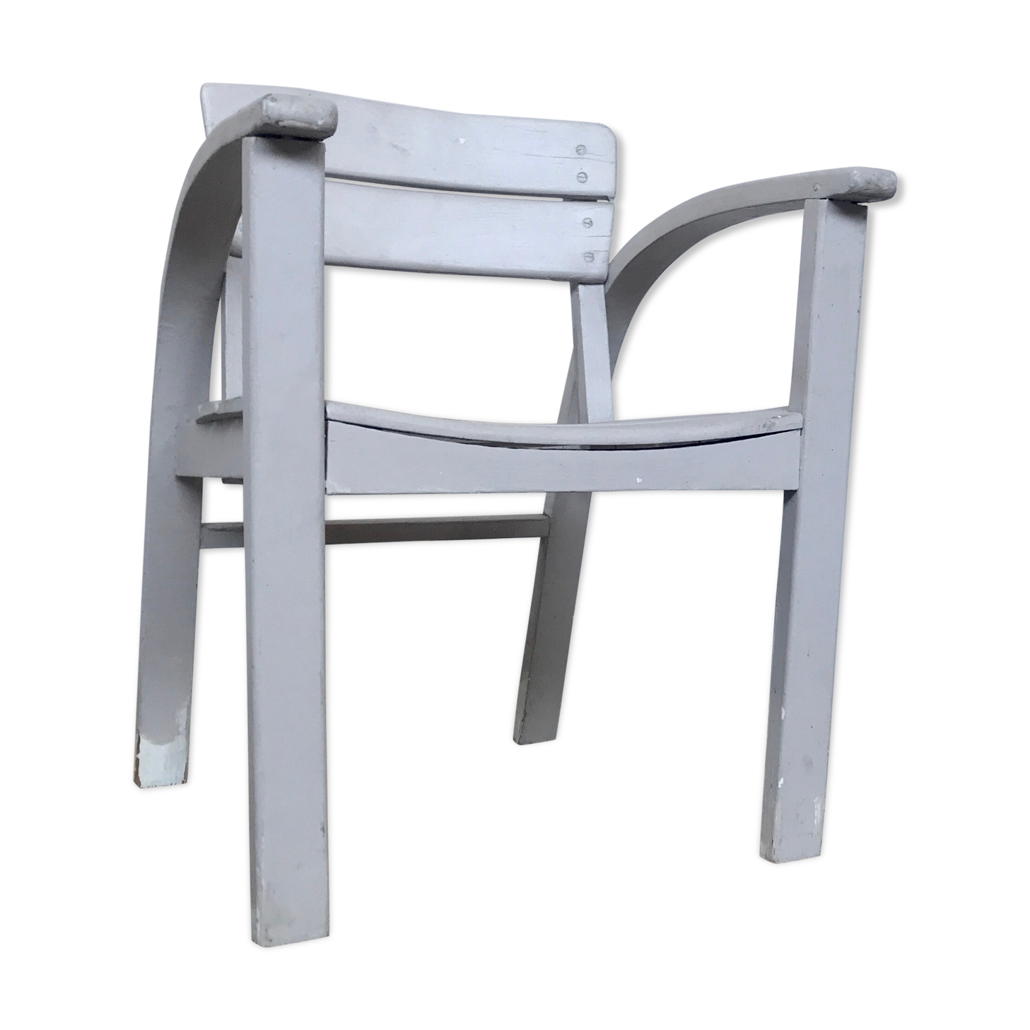 Fauteuil vintage pour enfant blanc, gris clair 1950