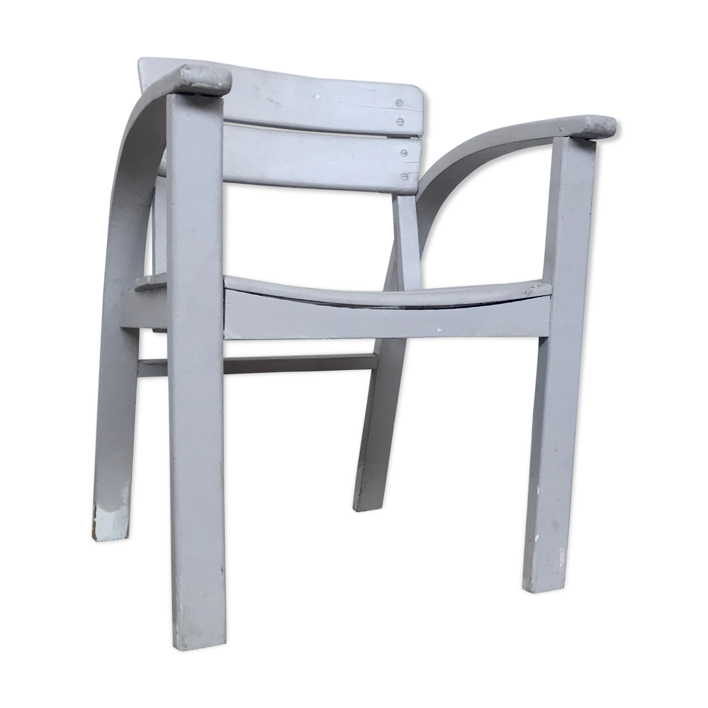 fauteuil vintage pour enfant blanc, gris clair 1950