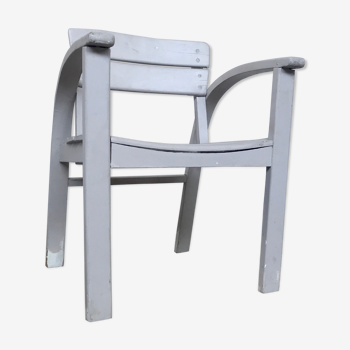 Vintage white children's chair, light grey 1950