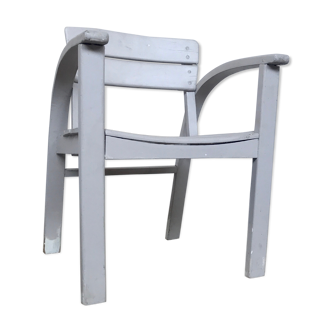 Vintage white children's chair, light grey 1950