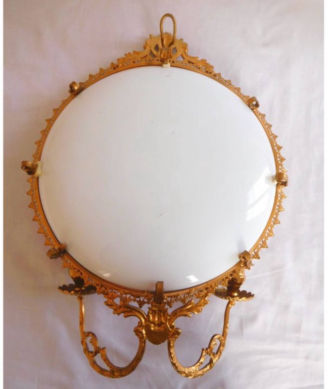 Pair of Napoleon III porcelain and bronze wall lights