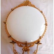 Pair of Napoleon III porcelain and bronze wall lights
