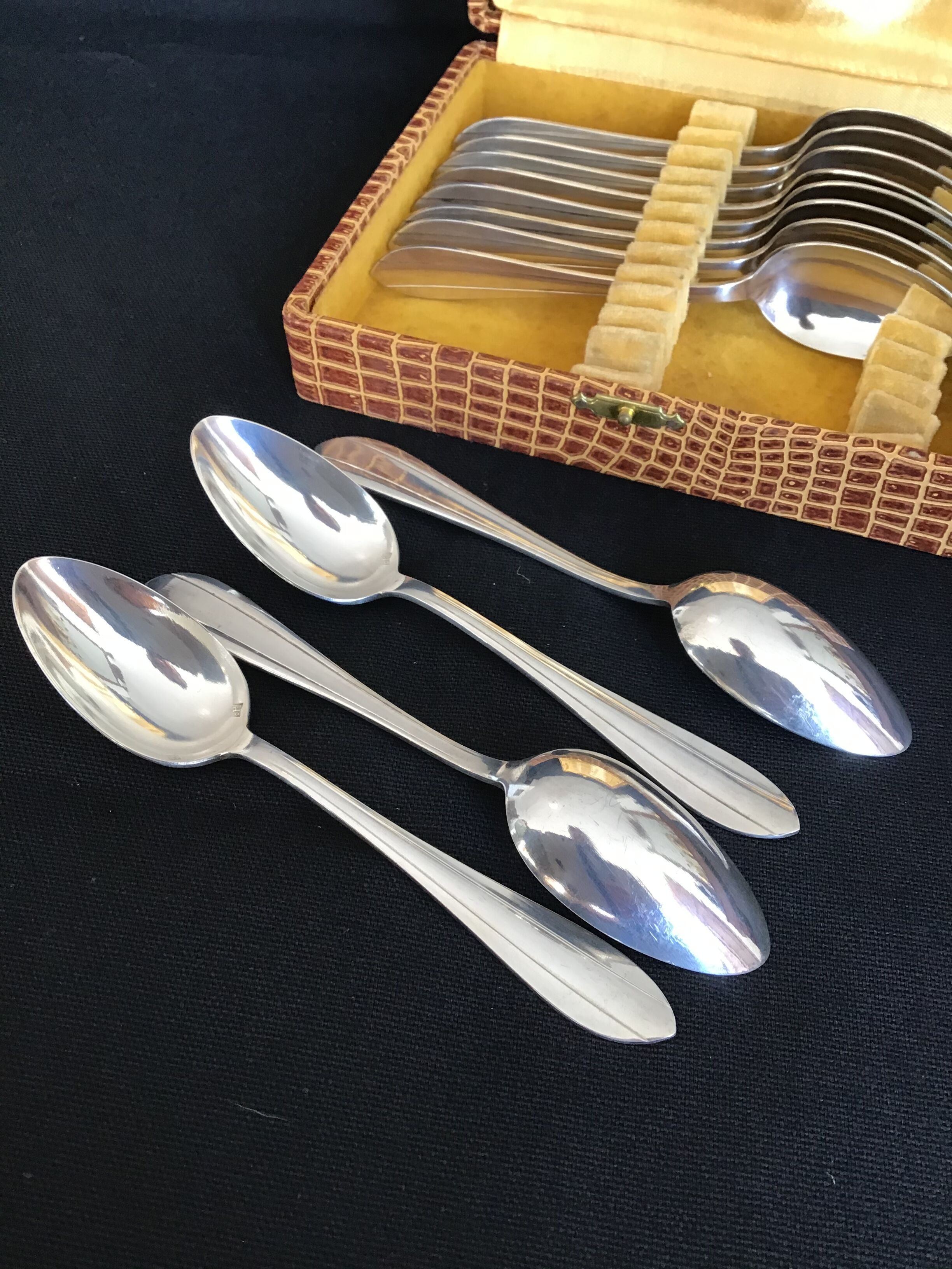 12 Liberty silver metal dessert spoons