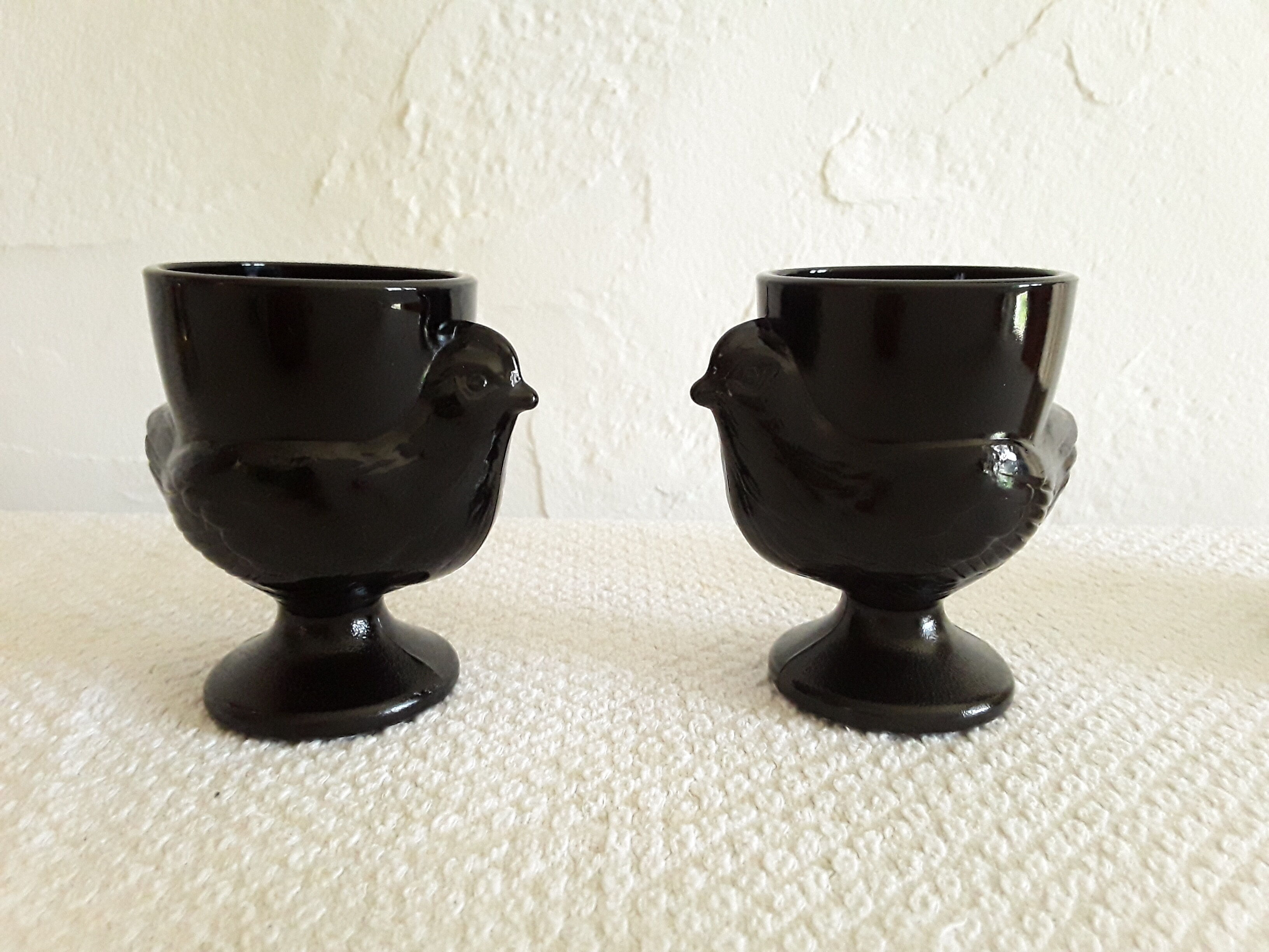 Vintage chicken shells in black opaline