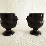 Vintage chicken shells in black opaline