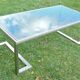 Table basse 1960 métal et verre fumé