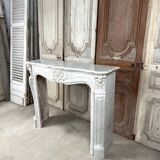 Louis XV style fireplace in white marble