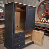 Fir cabinet with reentrant doors and drawers