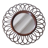 Miroir soleil rotin vintage