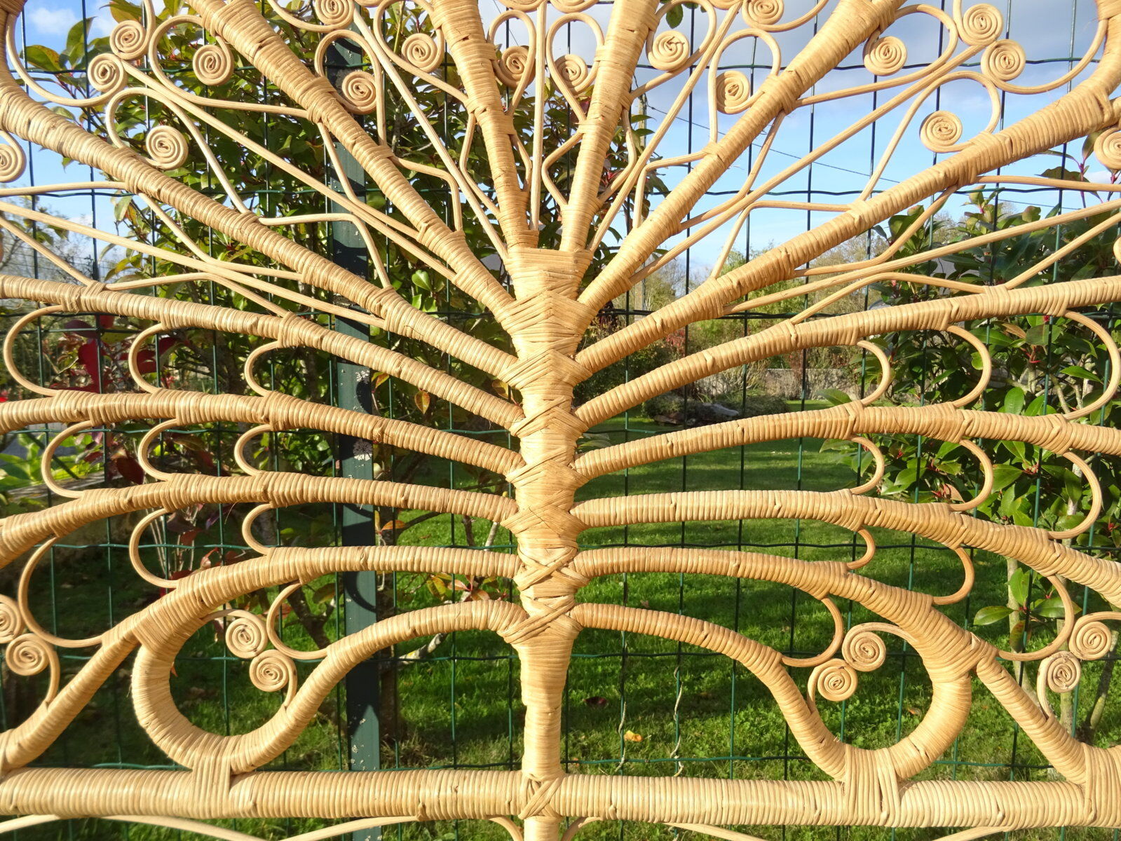 Peacock double rattan headboard