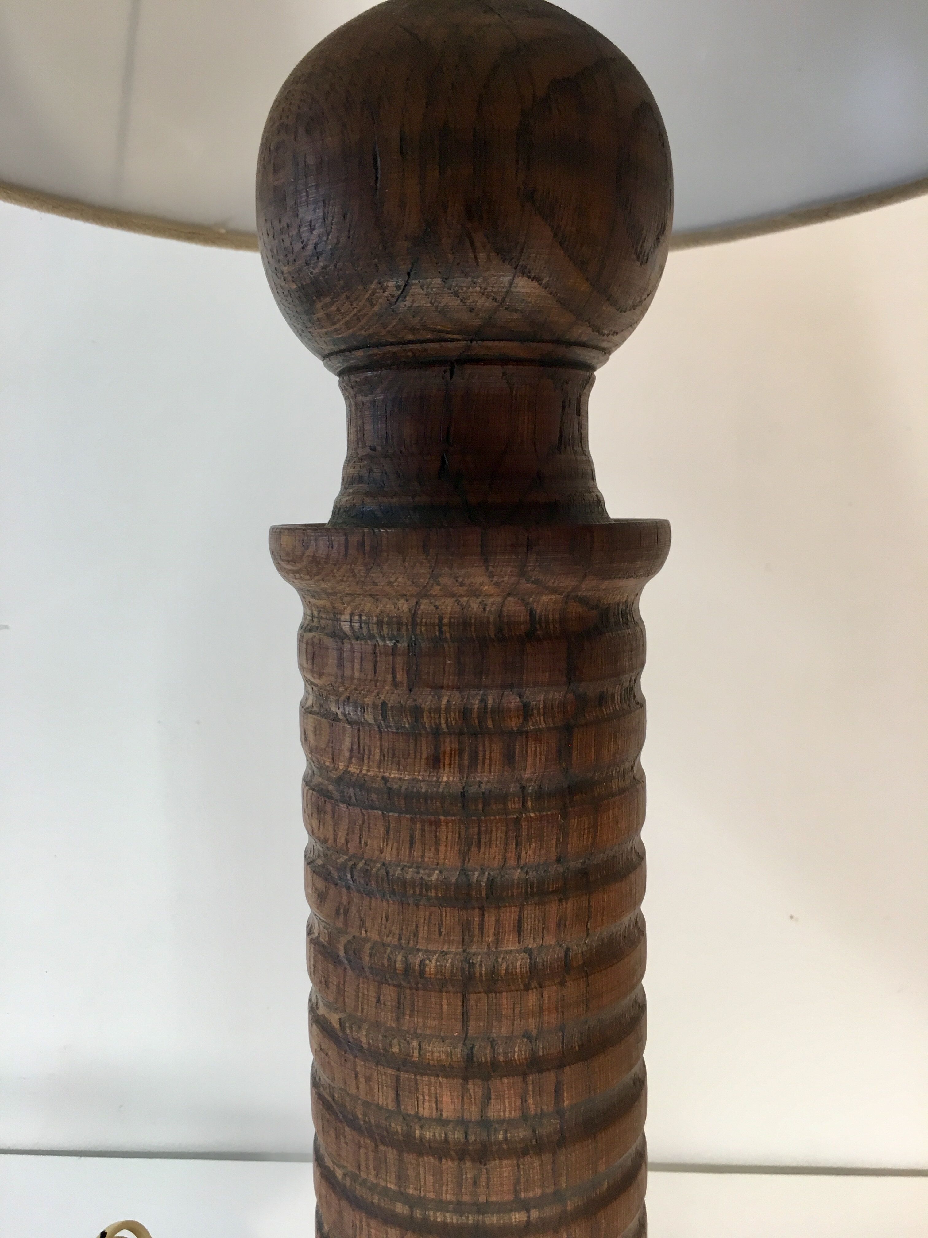 Vintage lamp feet in solid oak turned