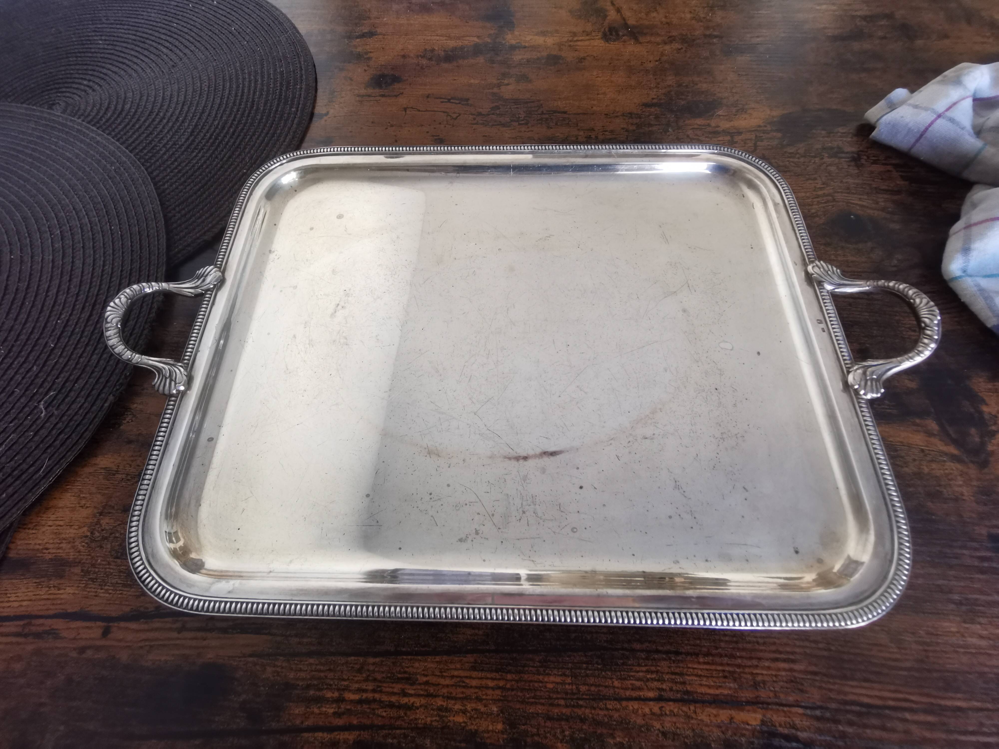 Silver metal tray