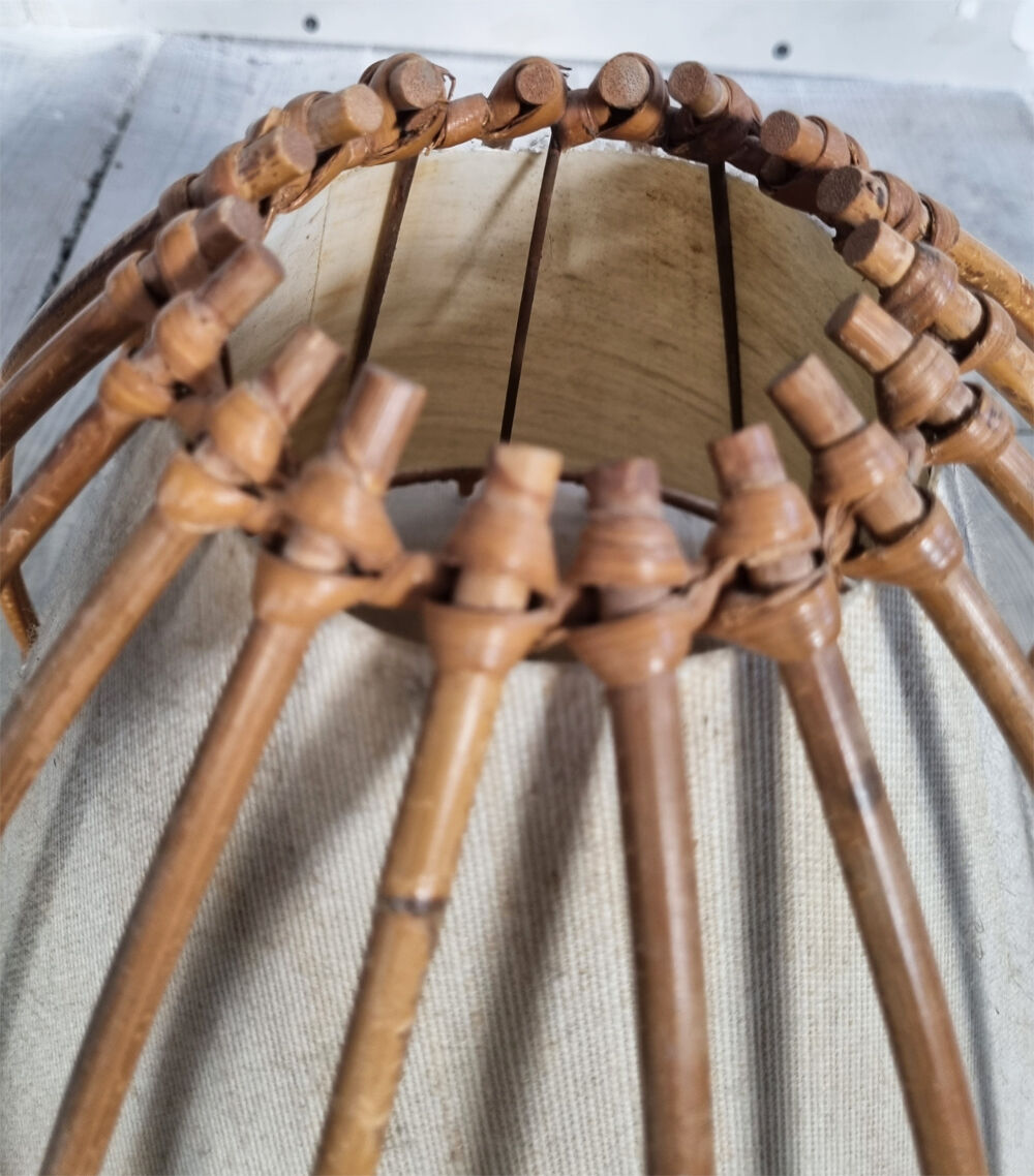 Paire abats jour, rotin, vintage, années 60