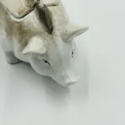 Moutardier vintage en porcelaine en forme de cochon