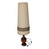 lampe de sol vintage pied en bois tourné