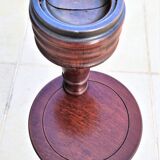 Ashtray on rustic wood stand circa 1970