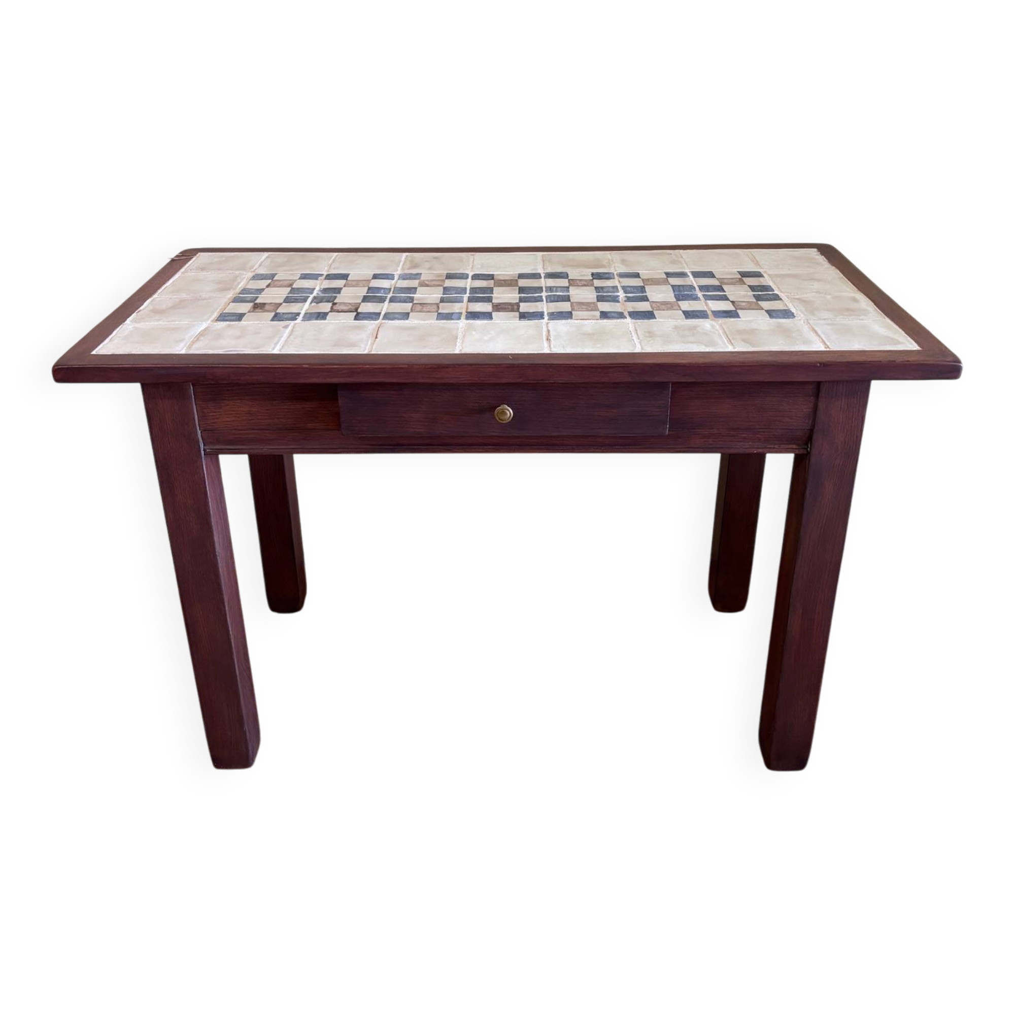 Side table wood & ceramics