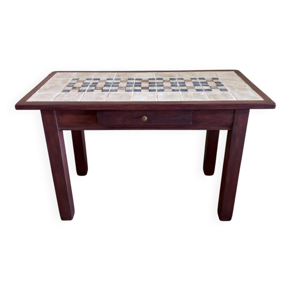 Table d'appoint bois & céramiques