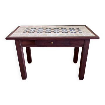 Table d'appoint bois & céramiques