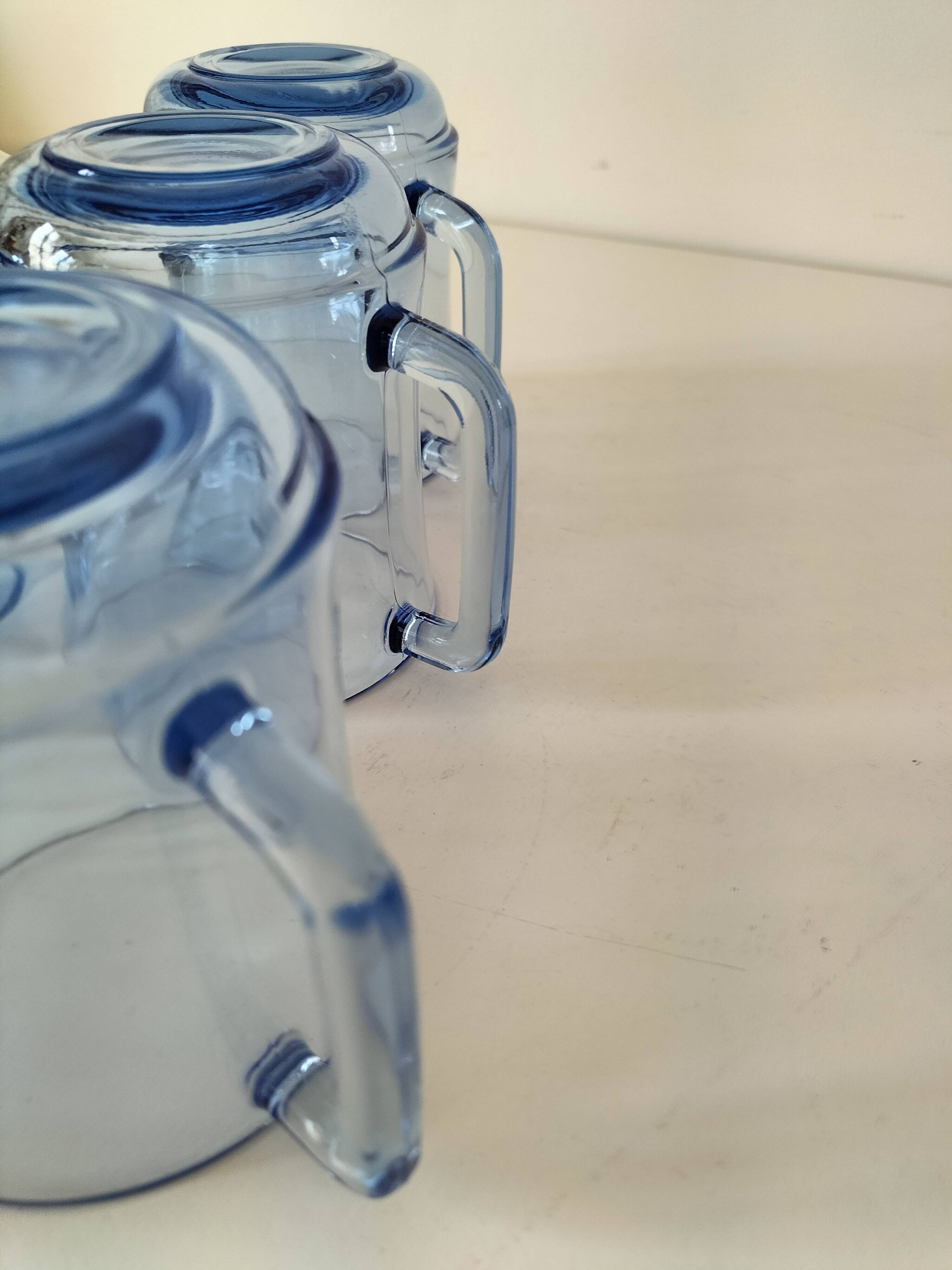 5 transparent blue Duralex mugs – French manufacturing