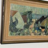 Swedish Oil on Canvas – “Fiskeläge” by Carl Berndtsson