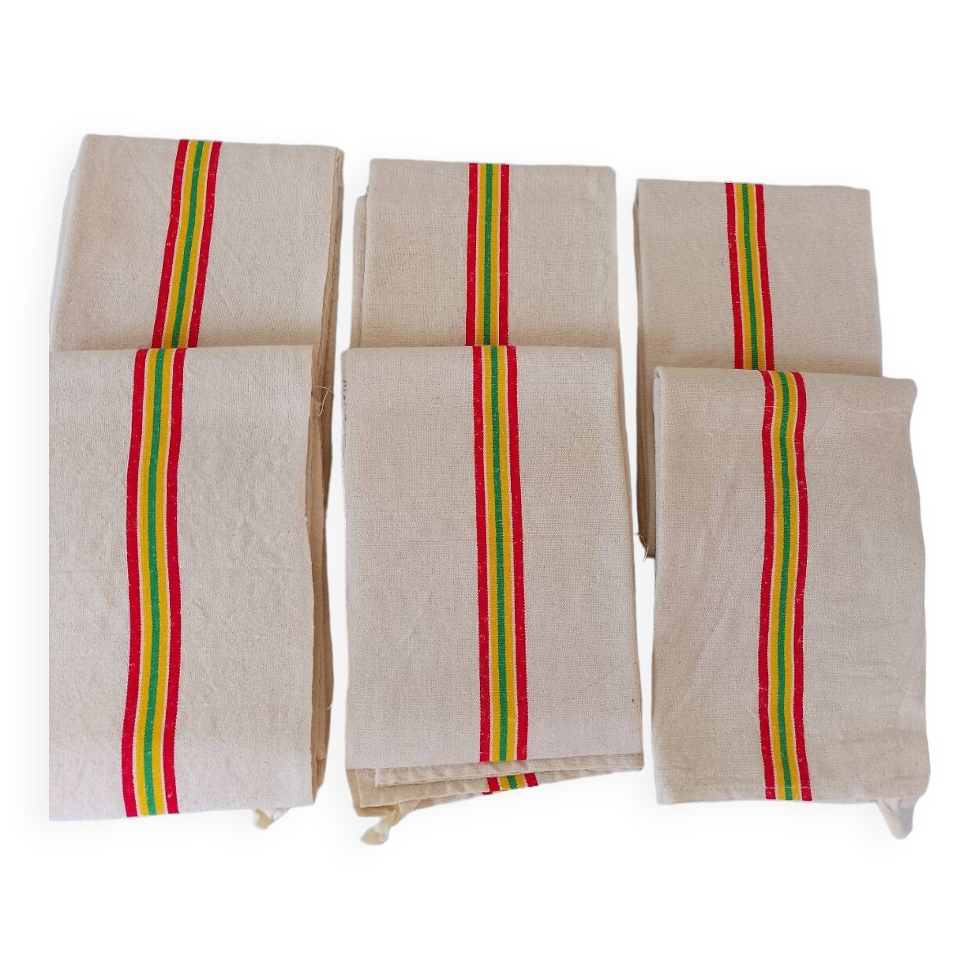 Set of 6 linen & cotton tea towels "blue flower"