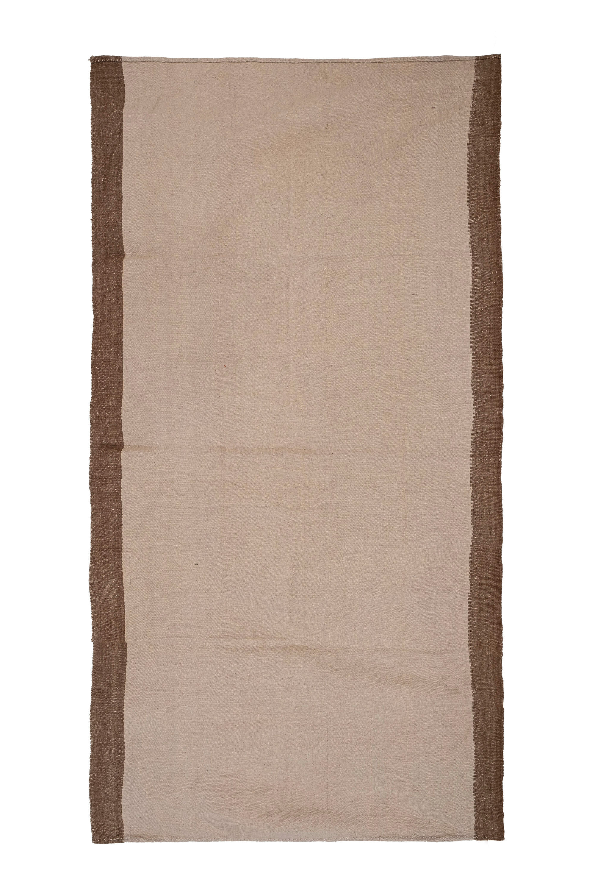 Turkish flat-weave hemp rug off-white with stripes 160 x 332 cm