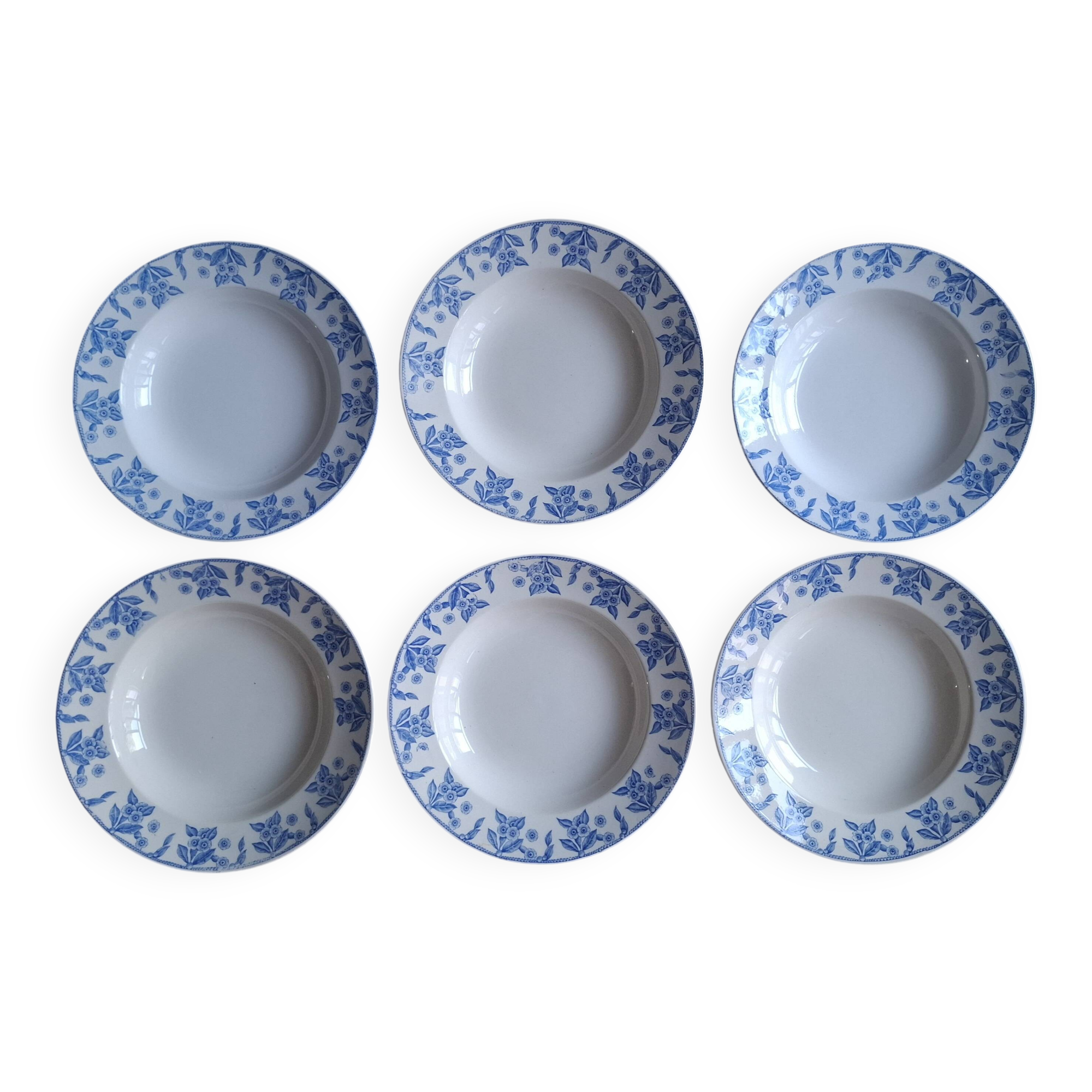 Set of 6 Dux blue soup plates Boch 1960