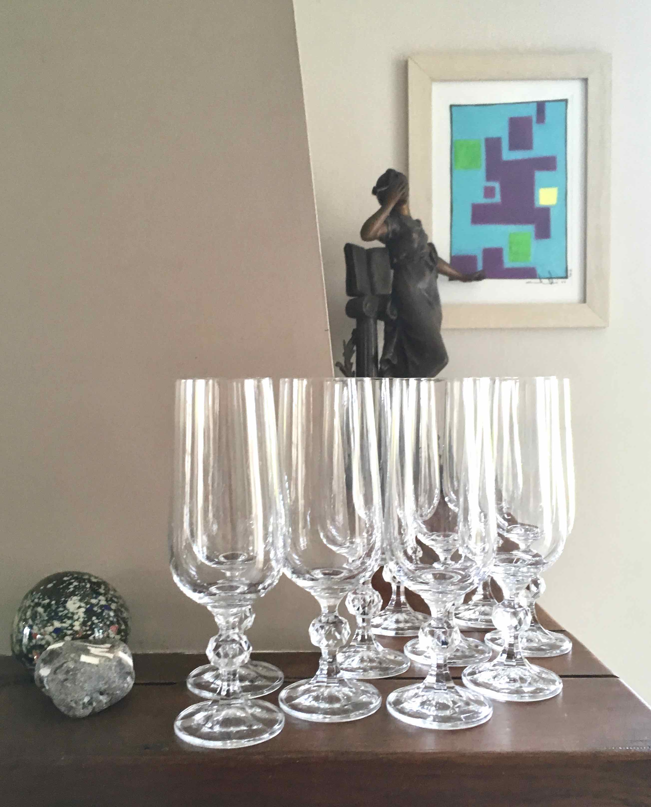 10 crystal champagne flutes