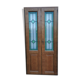 Oak doors with stained glass windows