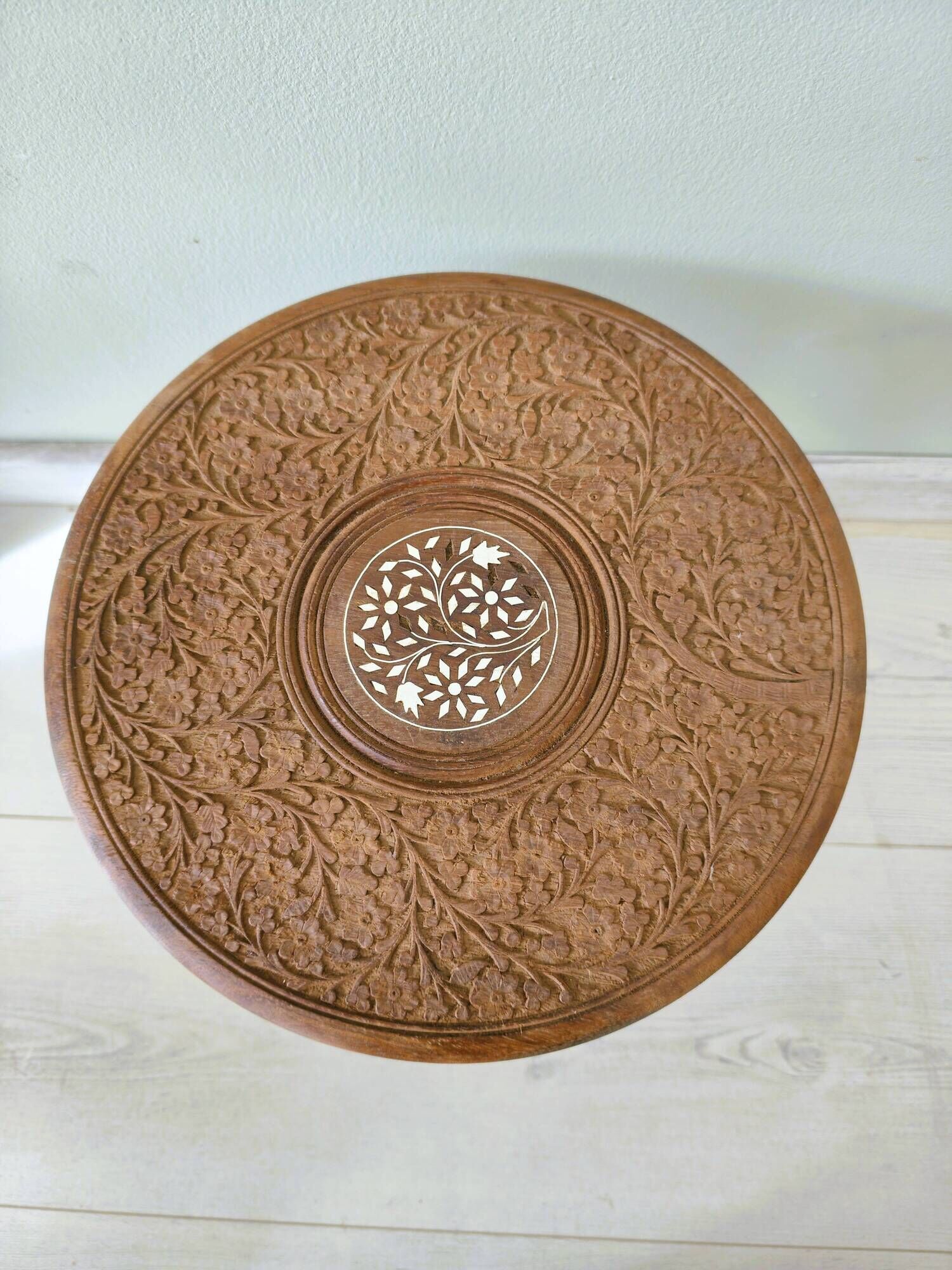Tabouret marocain en bois sculpté