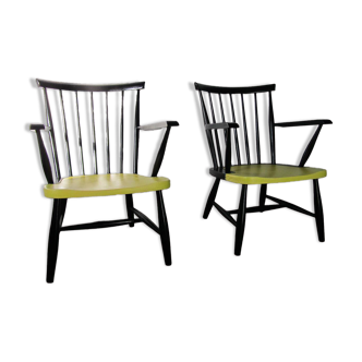 Set of 2 spindle back armchairs, Tapiovaara , Yngve Ekstrom style