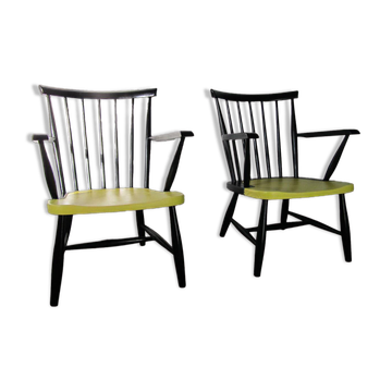 Set of 2 spindle back armchairs, Tapiovaara , Yngve Ekstrom style