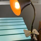 Vintage beige metal clip lamp working condition original electrification