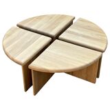 Vintage coffee table with side tables 80s design