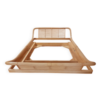 Lit Roche Bobois en rotin, fauteuils et table basse