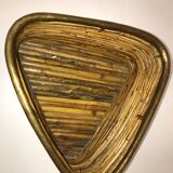 Vintage rattan basket with brass edge 1970