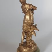 Old Regule Statuette The Source Auguste Moreau Base Green Onyx 19 cm