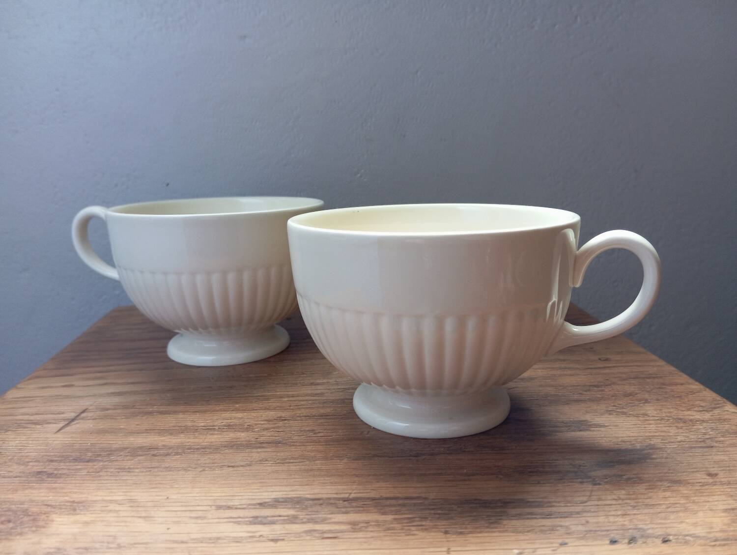Duo of cream colored lunch cups from Wegdwood - England