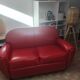Red 2-seater Club Sofa in coated leather – Maison Pavane