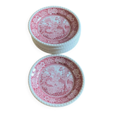 Set of twelve flat plates Villeroy & Boch – Rusticana, English cottage design, pink colour.