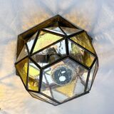 Pair of mid-century cubist blown glass ceiling lights, Germany, 1960s