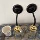 Paire d’appliques vintage en verre et laiton