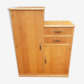 Armoire asymétrique chêne clair 1950