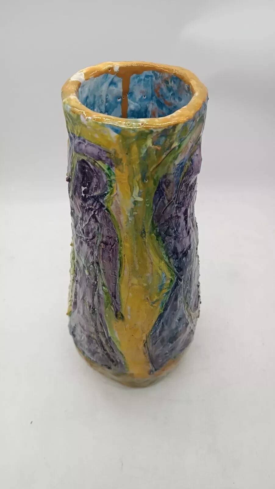 Figurative art majolica vase dated 1957 signed Agostino Pastene