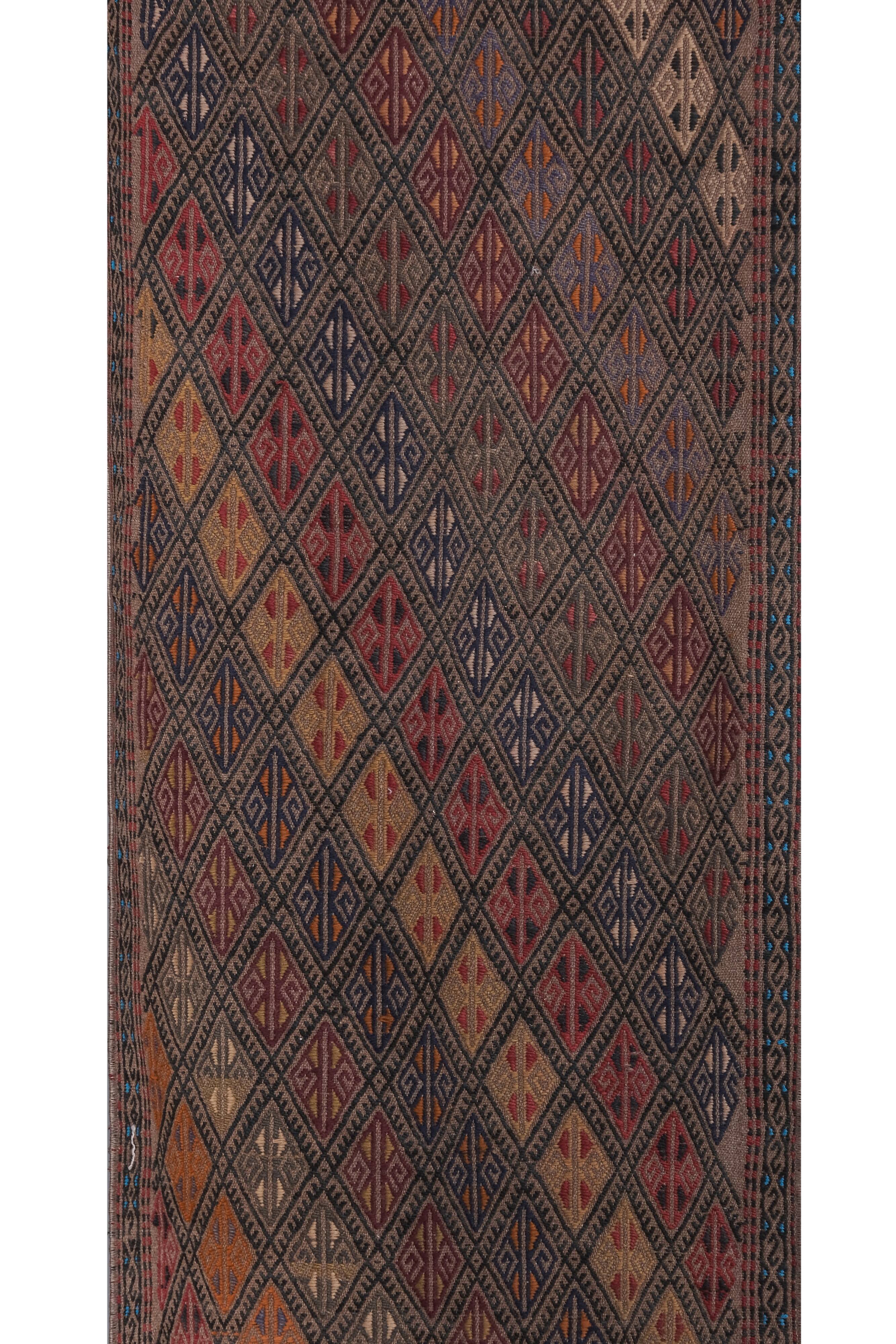 Vintage Turkish rug from Oushak, hand-woven 67x427 cm