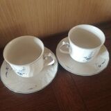 2 lunch cups with Vieux Luxembourg porcelain undercut