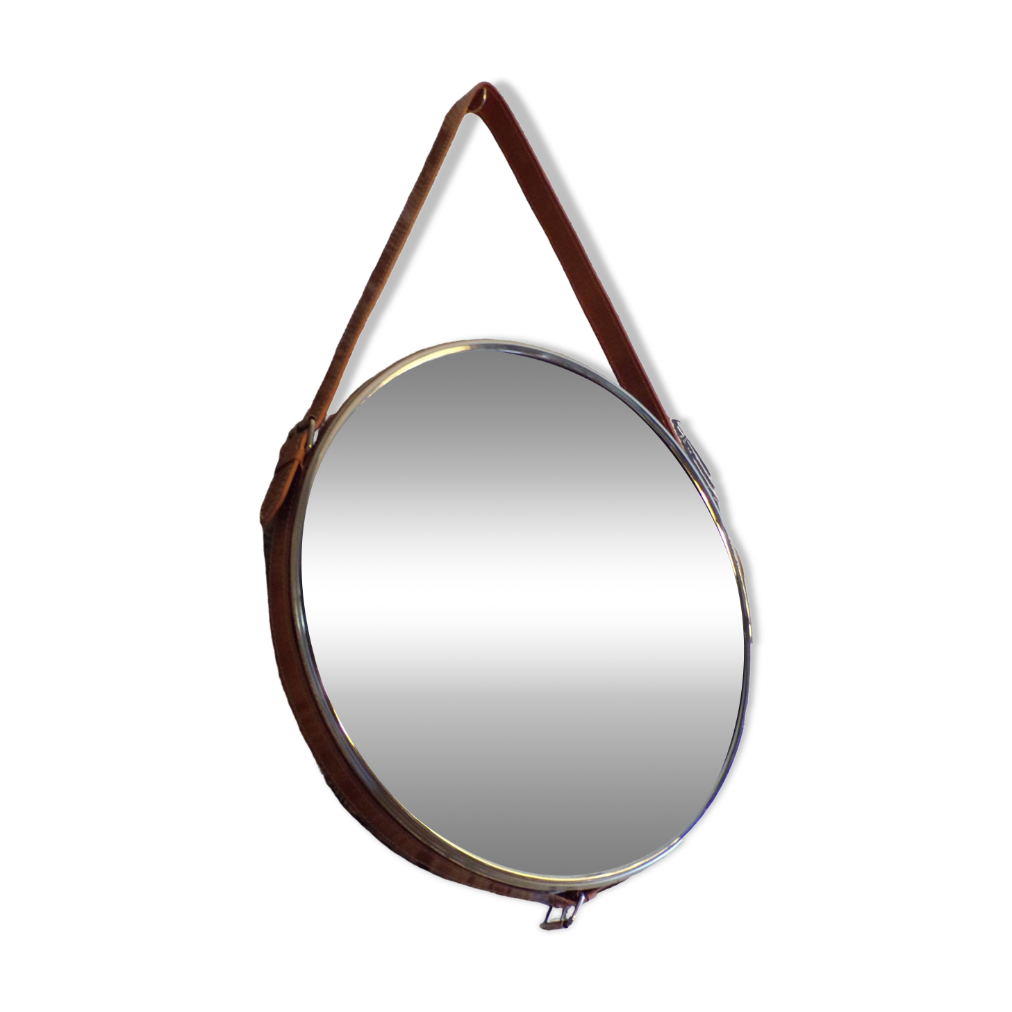 Vintage mirror with leather