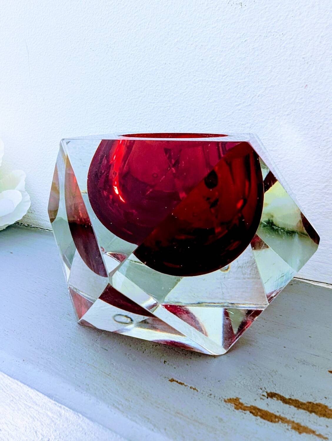Murano Sommerso Block Candle Holder Design 60/70 Visible Label